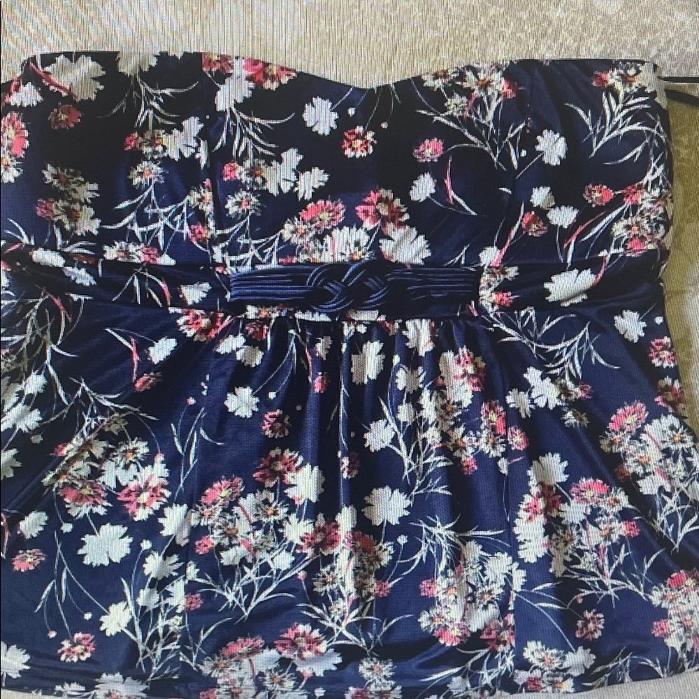 Torrid Navy Floral Strapless Bustier